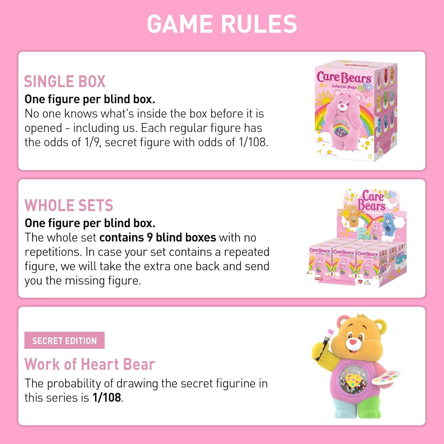 imagePOP MART Care Bears Colorful Hugs Series Blind Box Figures Random Design Action Figures Collectible Toys Home Decorations Holiday Birthday Gifts for Girls and Boys Single BoxCare Bears Colorful Hugs Series Figures