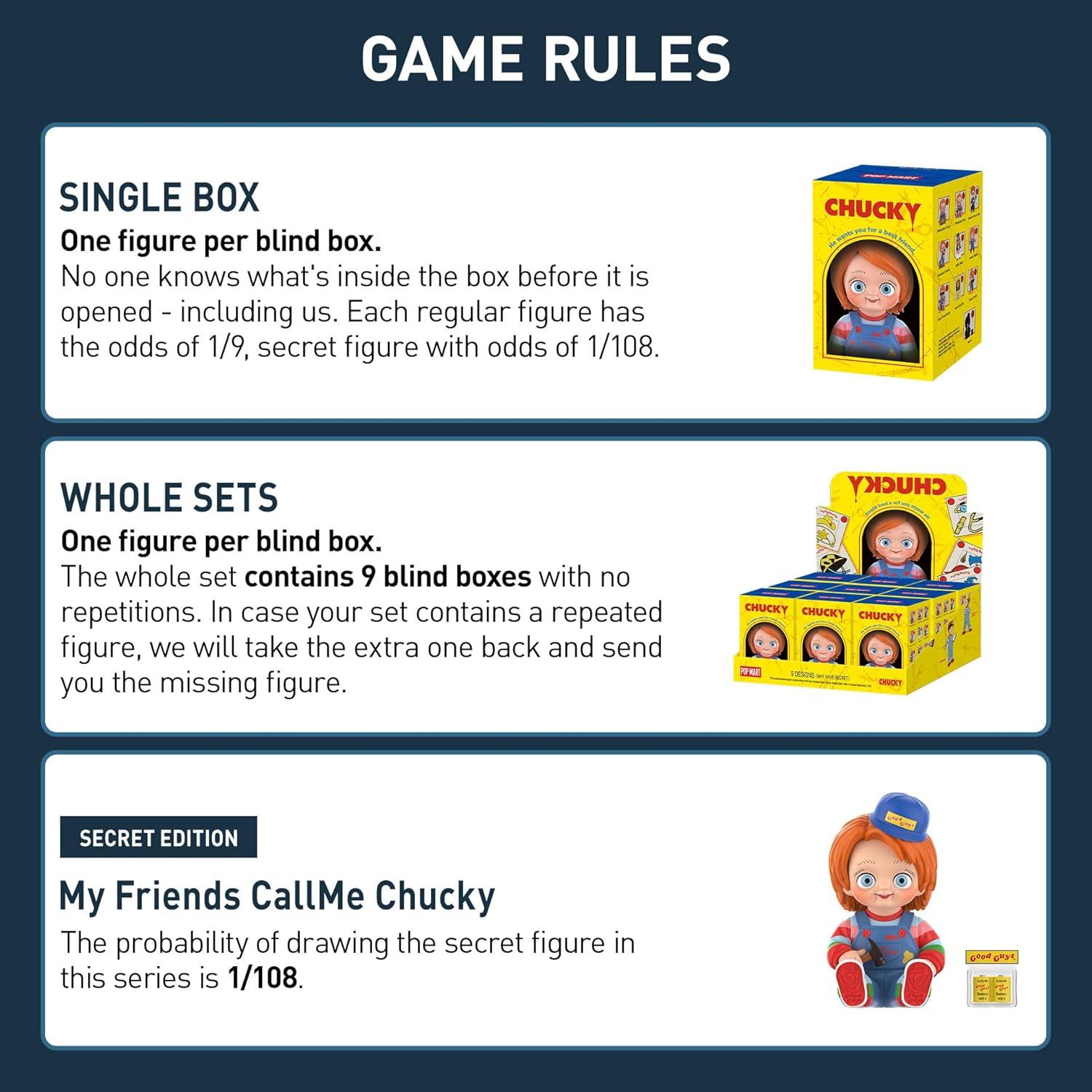 imagePOP MART Chucky Franchise Series Blind Box Figures Collectible Toys Spooky Home Decorations Holiday for Girls and Boys Whole SetSingle Box